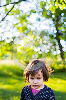 Girl walking in garden