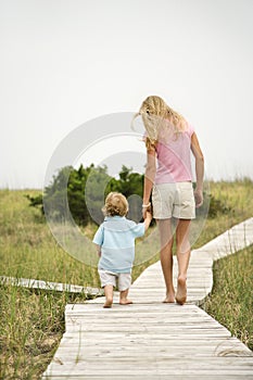 Girl walking on walkway