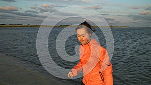 Girl walking on the water