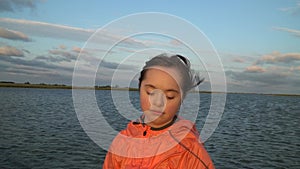 Girl walking on the water