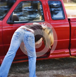 Girl Washing Car