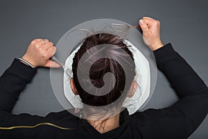 Girl is watching her empty plate