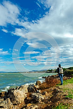 The girl watching the rough sea