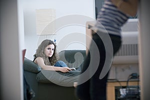 Girl watching tv