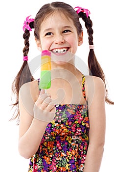 Girl with water ice cream