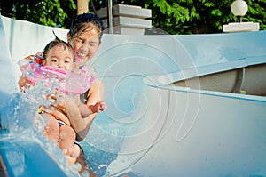 Girl in water park