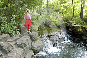 Girl And Waterfall