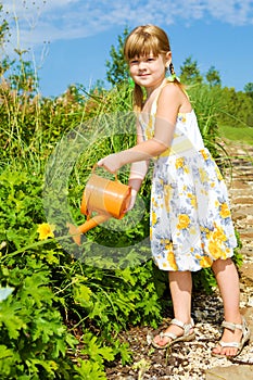 Girl watering