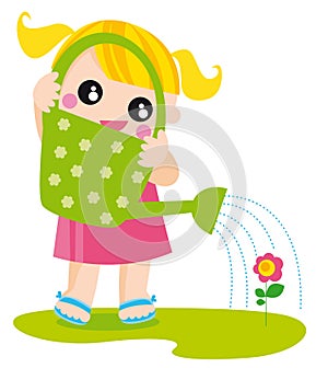 girl with watering can