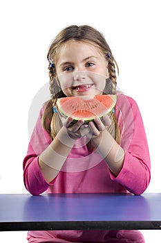 Girl and watermelon