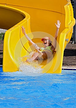Girl on a waterslide photo