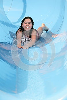 Girl on a waterslide