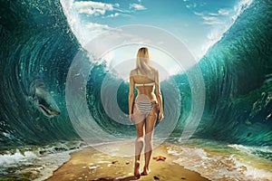 Girl in the waves