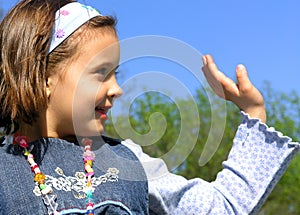 Girl waving