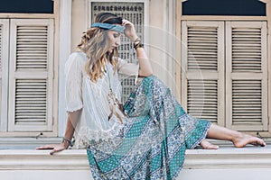 Girl wearing boho chic clothing