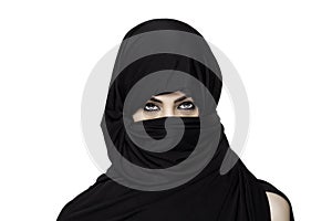 Girl wearing a burqa with uncovered shoulder photo