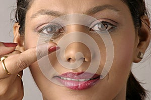 Girl wearing contact lens