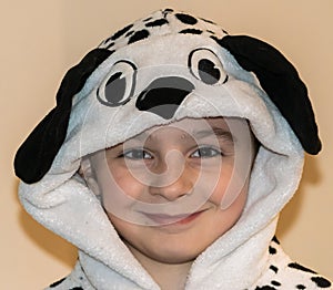 Girl Wearing Dalmatian Onesie