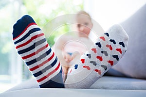 Girl wearing different socks