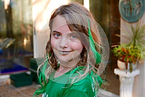 Girl wearing green for St. Patrick`s Day