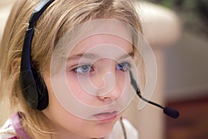 Girl wearing headset