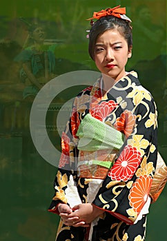 Girl Wearing Japanese Kimono