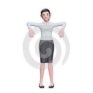 girl wearing long shirt and skirt doing marionette pose