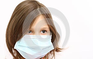 Girl wearing a protective mask
