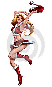 girl wearing Santa costume