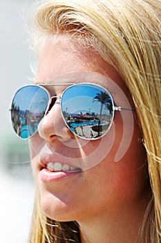 Girl wearing sunglasses