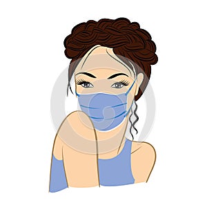 Girl wearing surgical mask