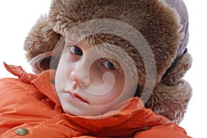 Girl wearing winter clothing photo