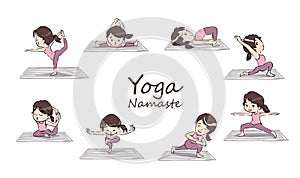 The Cute cartoon yoga girl vector.