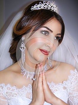 Girl in wedding garb photo