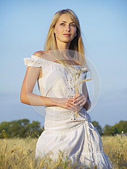 Girl at wheat field