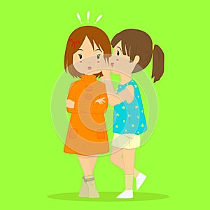 Girl Whispering To Her Friend Vector Illustration