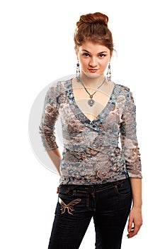 Girl on white background