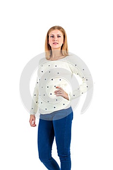 Girl on white background