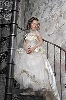 girl in a white elegant Victorian dress