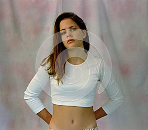 Girl in White Midriff Shirt