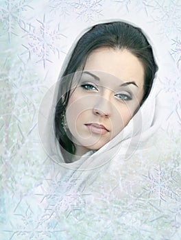 Girl in white scarf