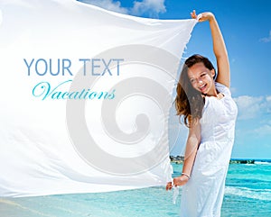 Girl With White Scarf. Text