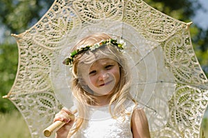 Girl with white sunshade