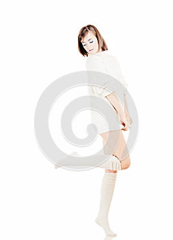 Girl in white sweater