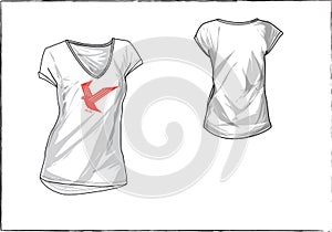 Girl white t-shirt with chest design