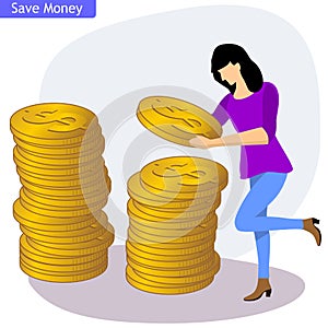 girl who saves so many coins.