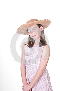 Girl in wide brimmed straw hat