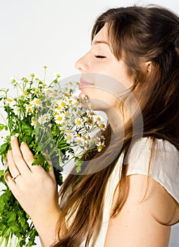 Girl and wildflowers