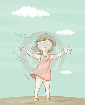 Girl and wind