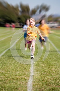 Girl winning sports race